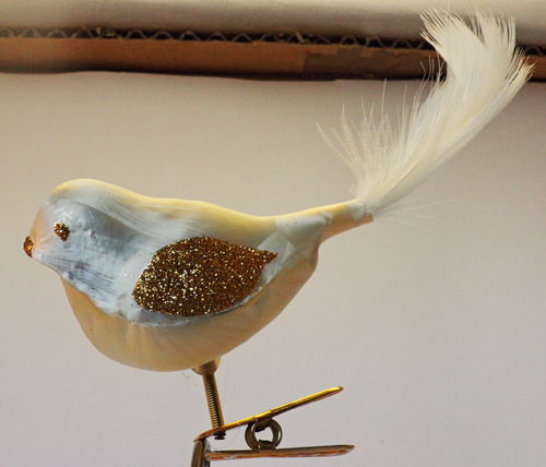 Weihnachtskugeln: Weiße Vögel aus Glas